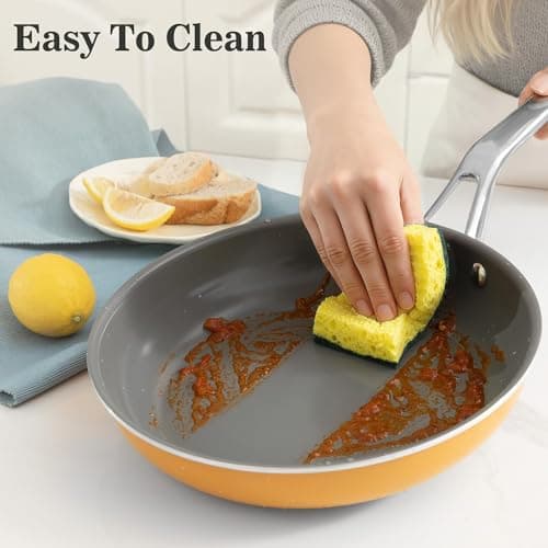 3-Piece Ceramic Nonstick Cookware Set- PFAS/PTFE/PFOA-Free, Interior & Exterior Ceramic Coating -Easy to Clean- Kitchen Storage - Thumbnail 6