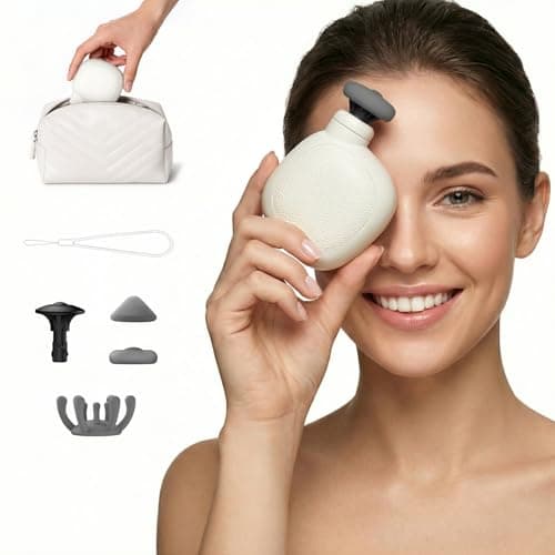 CottonHK Portable Mini Massage Gun, Handheld Percussion Massager with 4 Heads 4 Speeds, USB-C Rechargeable Muscle Massager for Neck, Shoulders, Back, Legs, Travel, Office, Home