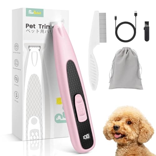PAPMINI Dog Paw Trimmer with LED Light, Ultra-Low Noise Paw Trimmer for Dogs, Cordless Dog Clippers for Grooming with LED Display, Type-C Rechargeable Pet Clippers for Pads, Ears, Eyes, Face, Rump