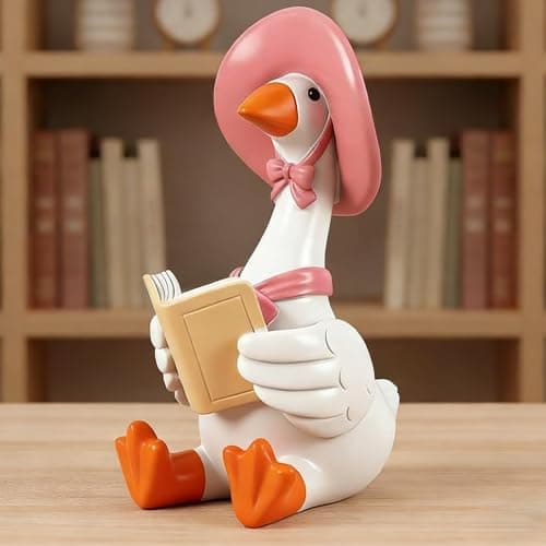Dzpsoon Cute Desk Decor for Women, Mini Goose Reading Book, Funny Goose Office Desk Accessories, Goose Statue for Mom, Coworker, Book Lover Gift - Image 1