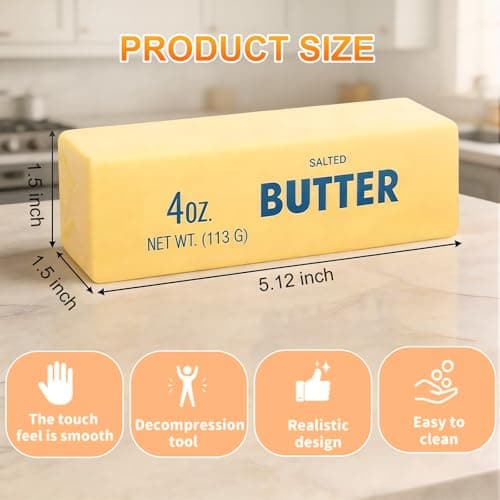 Butter Squishy, Butter Slow Rising Squishy, Butter Stick Squeeze Balls for Stress Relief, Soft Pressure Sensory for Adults, Squeeze Toys (2Pcs, Butter Stick) - Thumbnail 2