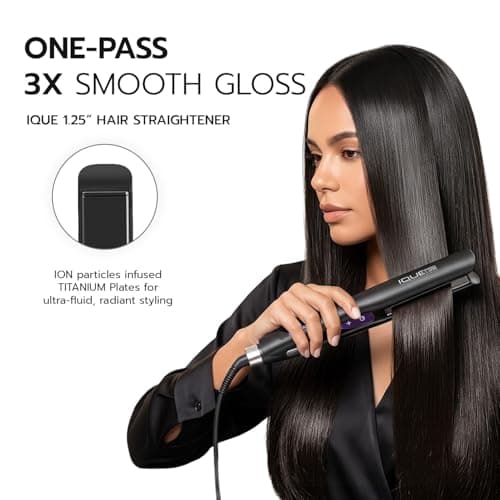 iQUE 1.25" Silk Press Flat Iron Hair Straightener for Women | Dual Voltage - Thumbnail 3