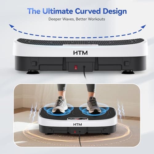 HTM Curved Vibration Plate Exercise Machine, Whole Body Shake Plate with 150W Motor & Resistance Band, 330lbs Weight Capacity, 120 Speeds, Low Noise Vibration Board for Weight Loss, Home Fitness - Thumbnail 5