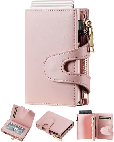 furid Small Card Wallet Women: Rfid Leather Smart Pop Up Wallets - Ladies Mini Cute Card Holder Slim with with Zipper Coin Pocket - Gifts for Wife on Valentine's Day Anniversary Birthday - Image 1