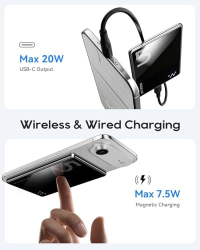 Kuulaa Magnetic Battery Pack 5000mAh, Ultra Slim Portable Charger with LED Indicator, PD 20W USB-C Fast Charging & Strong Magsafe Wireless Power Bank, Compatible with iPhone 17/16/15/14/13/12, Purple - Thumbnail 6