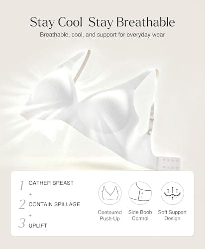 Womens Bras Full Support Wireless No Underwire Push Up Seamless Bra White - Thumbnail 4
