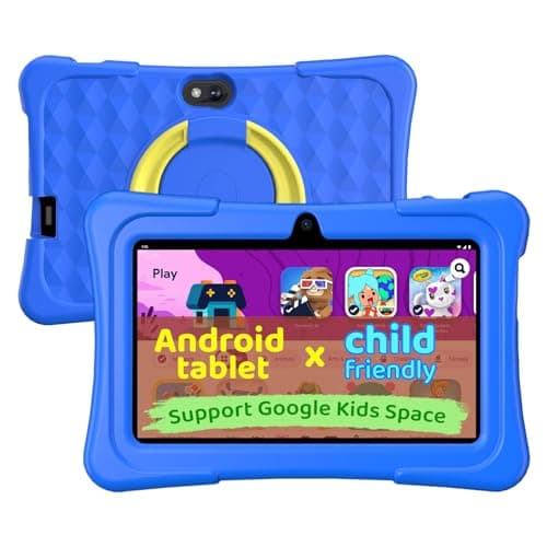 Kids Tablet, 7 inch Android Tablet for Kids, 6GB+32GB 1TB Expand, Quad-Core Toddler Tablets with Shockproof Case, BT5.0, WiFi 5, Parental Control, Games, Dual Camera (Blue) - Image 1