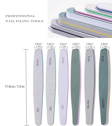 Nail Files and Buffers - TONOKAILS 18Pack Manicure Tools Kit, Nail File Set Double Sided Nail Files for Acrylic Dip Nails, 6Pcs Four Sided 120 Grit Nail Buffer Block Sponge Polished for Home Salon - Thumbnail 3