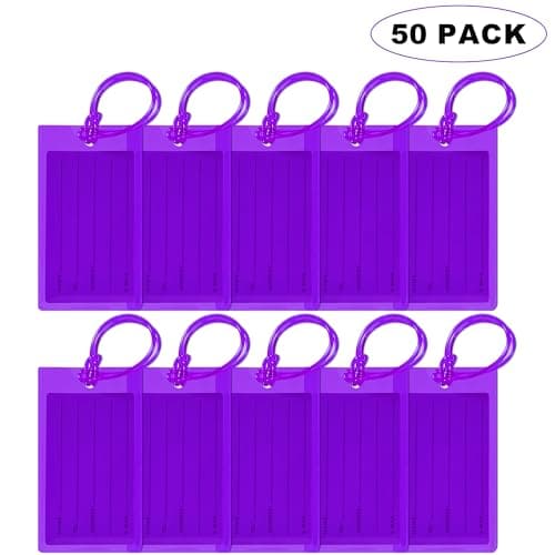 50 Pack Luggage Tags for Suitcases, Airplane Travel Essentials for Flying, International Travel Must Haves, and Luggage Accessories by Sodsay