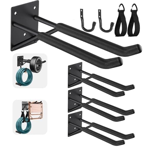 14" Garage Hooks Heavy Duty 8-Pack - Garage Storage System Hooks, Ladder Hooks for Garage Wall & Broom Holder Wall Mount | Non-Slip Tire Rack & Heavy Duty Wall Hooks for Hanging Ladders, Chairs. - Image 1