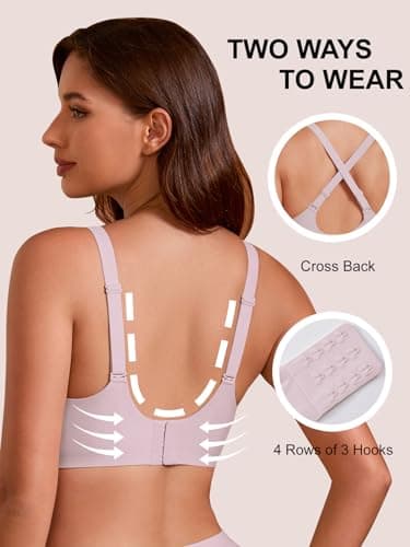 COCOMARTS Jelly Bras for Women No Underwire Push Up Deep V Mesh Comfort T Shirt Bralette Wireless Seamless Everyday Bra Pink XX-Large - Thumbnail 3