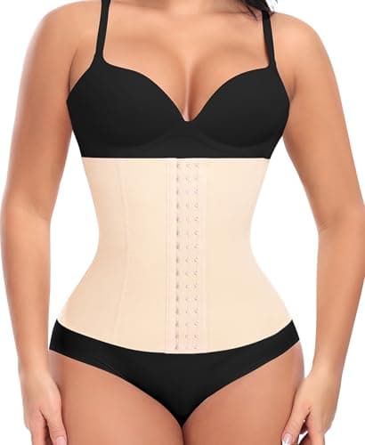 Ganado Waist Trainer for Women Corset Shapewear Tummy Control Waist Cincher Underbust Postpartum Girdle Body Shaper Beige 11'' Long Torso 3X-Large