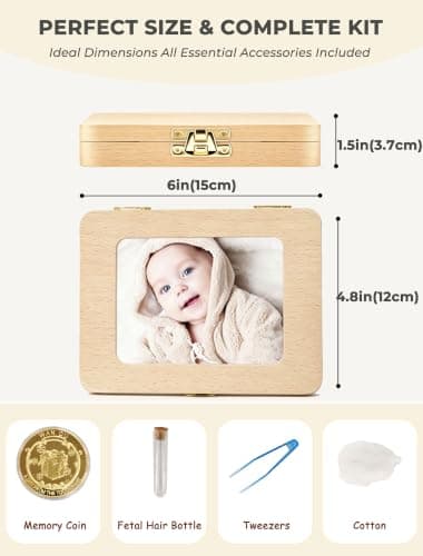 Tooth Fairy Tooth Holder, Handcrafted Natural Wood Storage Box with Fairy Gold Coin, Ideal for Baby Teeth Umbilical Cord Lanugo, Odorless Non-Toxic Keepsake Organizer for Lost Teeth (Large) - Thumbnail 3