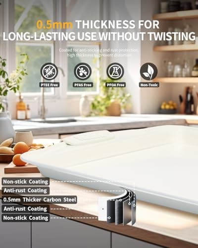 Ymiton Baking Pans Set with Silicone Handles, 34 PCS Nonstick Bakeware Sets, Oven Pan Set Includes Baking Tray, Cookie Sheet, Cake Pans, Loaf Pan, Muffin Pan, Pizza Pan - Thumbnail 5
