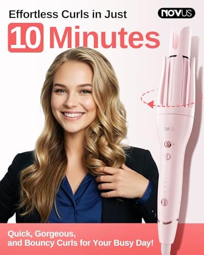NOVUS Curling Iron Hair Crimper Waver - 1.4 Inch Rovy Wave Curling Iron with Anti-Scald Hair Crimper, Ionic Deep Waver Hair Curler Tool with Ceramic 2 Barrel for Women, 30 Min Auto Shut Off - Thumbnail 5