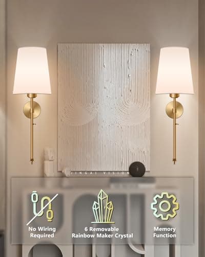 FCPVHOY Battery Operated Wall Sconce Set of 2, Dimmable Wireless Wall Lights with Remote Control, 3 Color Temperatures &15 RGB Colors, Rechargeable Cordless Wall Lamp for Bedroom, Living Room, Hallway - Thumbnail 4