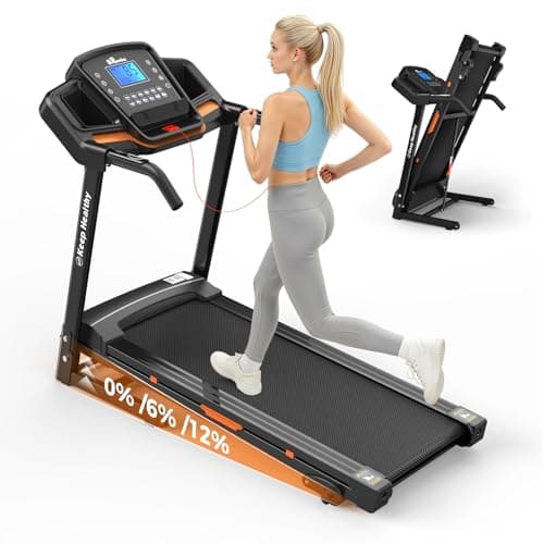 Lastforever 3.5HP Folding Treadmill for Home, 350 lbs Capacity, Portable Treadmills with 3-Level 12% Manual Incline, Bluetooth Speaker, Shock Absorption, Quiet Motor (Black+Orange) - Image 1