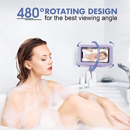 LC-dolida Shower Phone Holder Waterproof 480 Rotation Phone Stand Case Mount for Bathroom Batheub Kitchen Wall Mirro Compatible with iPhone 17 16 15 14 13 Plus Pro Max XS XR Women Men Gift - Thumbnail 4