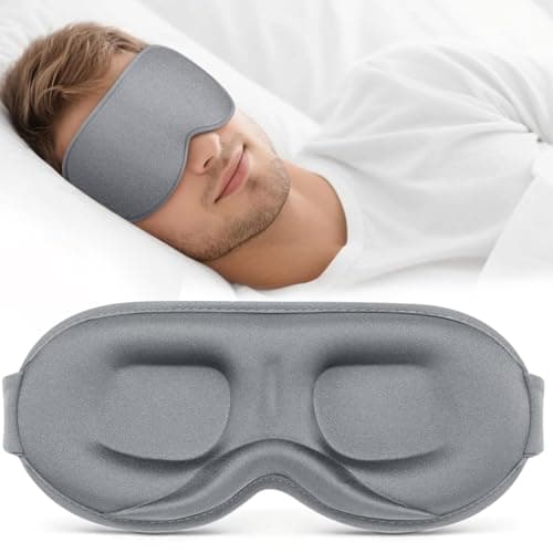 Vynix® Sleep Mask for Men Women - 100% Blackout Cooling Eye Masks for Sleep - 3D Sleeping Mask for Side Sleepers - Zero Pressure Lash Extensions Eye Cover Shade for Airplane Travel Essentials, Grey