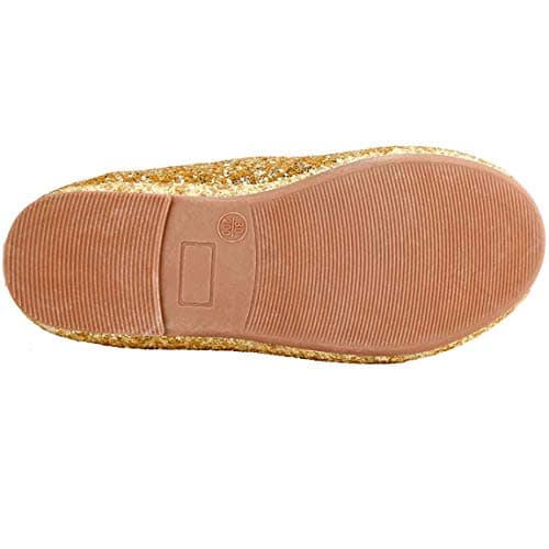 PrettyQueen Toddler Little Girls Glitter Dress Shoes Slip On Ballet Mary Jane Flats for Princess Wedding Party School Gold - Thumbnail 4