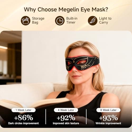 Megelin 3 Modes Red Light Therapy for Eyes, Under-Eye Red Light Therapy Glasses,Treatment of Periorbital Wrinkles and Rhytides,Relieving Eye Fatigue - Thumbnail 5