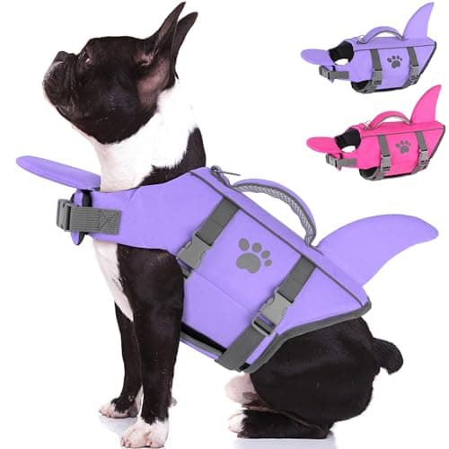 Dogcheer Shark Fin Dog Life Jacket, High Buoyancy Dog Life Vest with Chin Float for Swimming Boating, Adjustable Puppy Float Swim Vest for Small Medium Large Dogs -Taro Purple,XS - Image 1