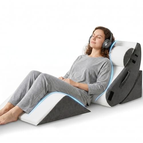HABUTWAY 4Pcs Orthopedic Wedge Pillow, Adjustable Triangle Support Pillow for Back Pain Relief & Post Surgery Use, Soft Bed Wedge Pillow with Removable Washable Cover, Memory Foam (Dark Grey)