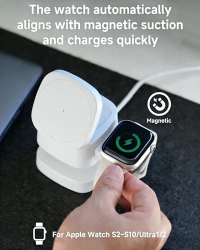 Screenovate 4-in-1 Wireless Charging Station, 15W Fast Charging with Adjustable Night Light, Multi Device Charging Station, Compatible with iPhone 15/14/13/12 Series, Apple Watch, AirPods – White - Thumbnail 4