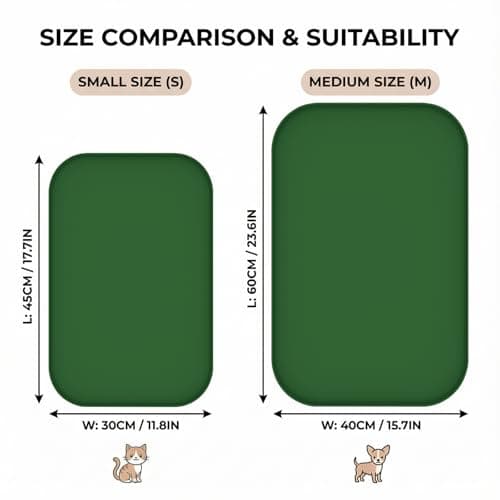 BLESWIN Waterproof Silicone Pet Feeding Mat Green with Raised Edge,24" x 16"Non-Skid Spill Proof Dog Bowl Mats, Easy Clean Cat Bowls Placemat for Cats and Dogs - Thumbnail 2