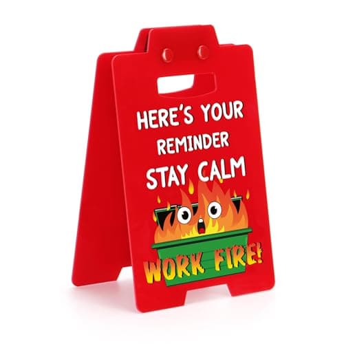 AGIFTMIND Funny Dumpster Signs for Desk Decor Accessories, Office Desk Sign Christmas Gifts for Coworkers Employee Boss White Elephant Gifts Exchange (Red, 1P) - Image 1