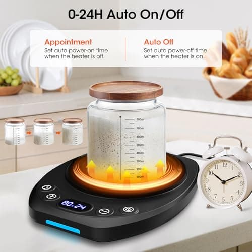 MQFORU Upgrade Sourdough Starter Warmer Mat, Precise 1°F Thermostat Control (70-120°F), Smart Memory Leavening Pad for Kitchen Sourdough and Bagels, 0-24H Timer with US Plug, °C/°F Display - Thumbnail 3