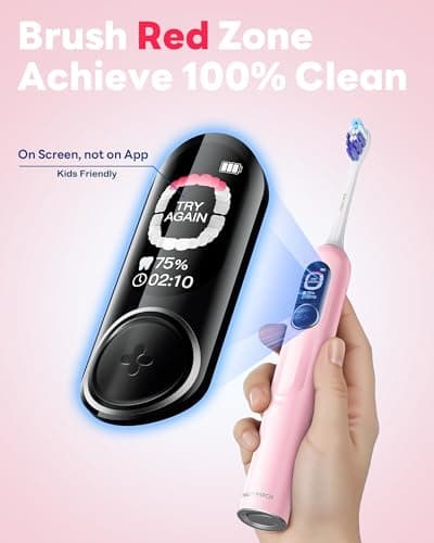 SAKYPRORAL AI Electric Toothbrush w/ 6 Brush Heads, Smart Sonic Toothbrush for Adults Kids Teens, 150-Day Rechargeable Battery, Whitening Real-Time Brushing Map, Travel Case (G5S) - Thumbnail 4