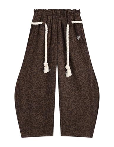 Aelfric Eden Super Baggy Barrel Sweatpants Wide Leg Pants for Women Men Casual Elastic Waist Unisex Lantern Trouser Pants Leopard M
