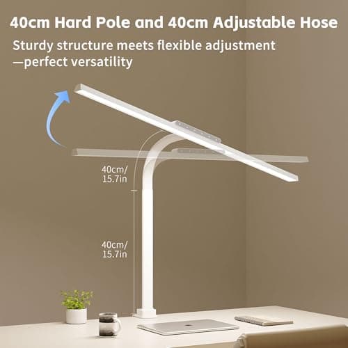 Desk Lamp with Clamp, LED Eye-Caring Clip on Desk Lights for Home Office, Tall Touch Control Dimmable Computer Light with Color Changing, 24W Brightest Architect Desktop Lamp for Screen, White - Thumbnail 5