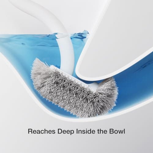 Toilet Cleaner Brush, Diveotree Toilet Brush and Holder for Dead Corner Cleaning, Wall Mounted Toilet Bowl Brush for Bathroom Decor, Toilet Scrubber Brush for Home/Hotel (White, Round-1pack) - Thumbnail 2