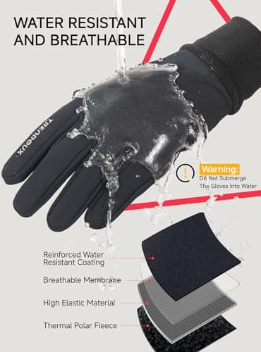TRENDOUX Woen's & Men's Black Insulated Touchscreen Thermal Gloves Size Medium, Driving Running Riding Typing Texting Cycling Gloves Biking Hiking Walking Soccer Gaming Glove for Cold Weather - Thumbnail 4