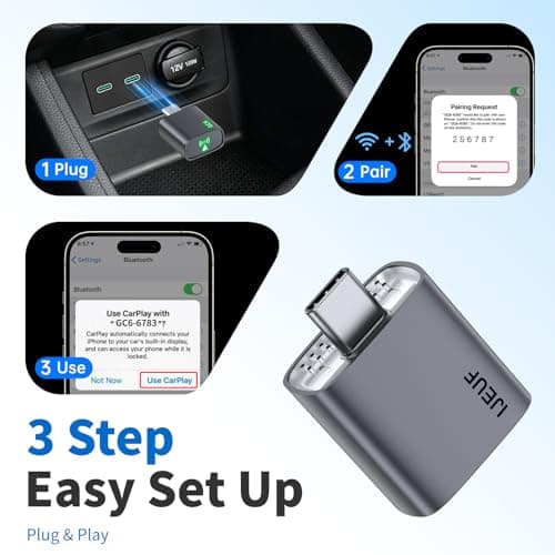 Wireless CarPlay Adapter for Apple iPhone 2025 Upgrade, Converts Factory Wired to Wireless, No Delay, Stable Connection, Mini Apple Carplay Wireless Adapter for iOS 10+ and Car from 2018+,USB/Type C - Thumbnail 5