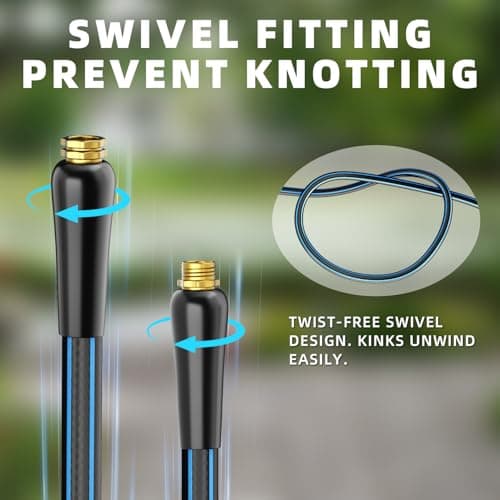 Besiter Short Garden Hose 3FT: Water Hose Lightweight with Double Copper Fittings - Flexible Swivel Leak-Free Quick Connections 5/8" - Hybrid Rubber Portable Hose for Garden Watering Car Pet Cleaning - Thumbnail 5