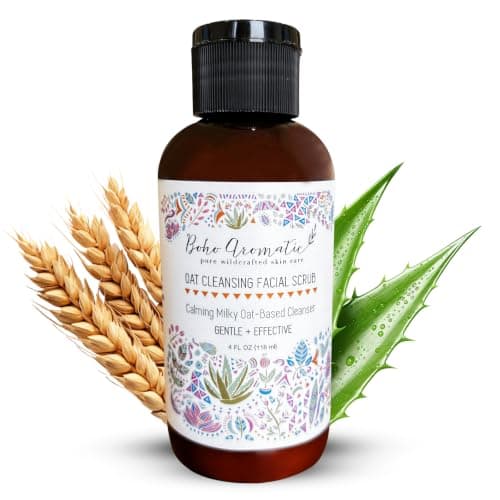 Exfoliating Face Scrub for Dry & Sensitive Skin – Gentle Oatmeal Facial Exfoliator & Cleanser, Soothing Milky Oat Polish, Hydrating Physical Scrub – Boho Aromatic - Image 1