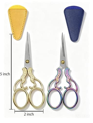 2 PCS Embroidery Scissors with 2 Covers, 5 Inch vintage Stainless Steel Sewing Scissors Sets, Decorative Handle Cutting Tool Suitable for Embroidery Thread, Paper, Yarn, DIY Projects Sewing Supplies - Thumbnail 3