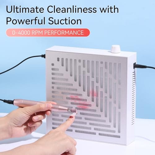 Makartt Nail Dust Collector - Dust Collector Nail Tech Quite SYMPHONEE Dust Extractor Vacuum for Acrylic & Gel Nails Plug-in Ultra Thin Portable with Reusable Filter White - Thumbnail 5
