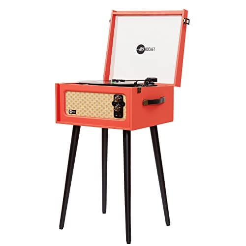 Arkrocket 3-Speed Bluetooth Record Player Retro Turntable with Built-in Speakers Rocket Moving Magnet Cartridges and Removable Legs (Orange) - Image 1