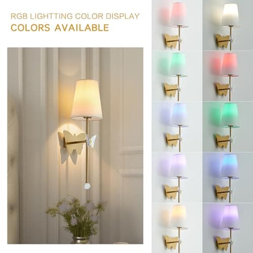MHSNL Gold Battery Operated Wall Sconces Set of 2,Rechargeable Wall Lights with Butterfly Sconces, Cordless Battery Sconce Indoor Wall Lamps for Bedroom Living Room Hallway Stairs Bathroom - Thumbnail 4