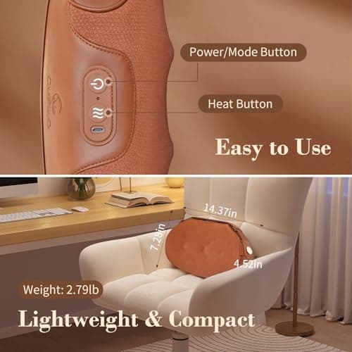 CuPiLo Shiatsu Back Massager Pillow - Gift for Women,Mom,Portable Kneading Massager for Pain Relief Deep Tissue,Cordless Back and Shoulder Pillow with Heat,Massage for Home Car Office - Thumbnail 6