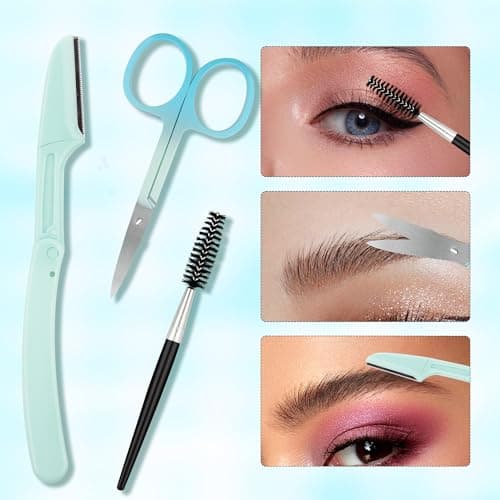 GEMERRY Eyebrow Tweezers Set, 7 Pcs Lash Tweezers for Women, Precision Tweezer for Eyebrows with Curved Scissors and Eyebrow Razor and Lashes Brush for Ingrown Hair Stainless Steel Eyelash Tweezers - Thumbnail 5