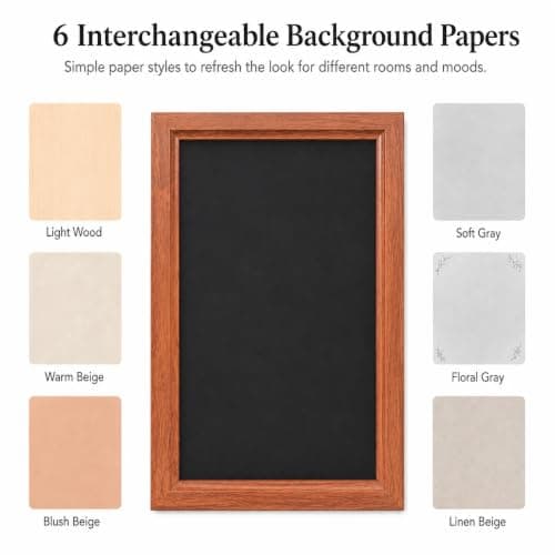 Magnetic Board for Wall 11.8" x 17.7",Magnet Display Board with 6 Background Papers,Wooden Frame Bulletin Boards No-Drill Wall Decor,Renter Friendly,Travel Souvenirs,Home Decor for Living Bedroom Dorm - Thumbnail 4