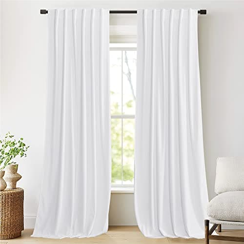 NICETOWN White Curtains 90 inches Long 2 Panels Set (52-inch Wide), Thermal Insulated Sound Reducing Blackout Curtains and Drapes for Film, Window Curtains for Large Door Windows - Thumbnail 2