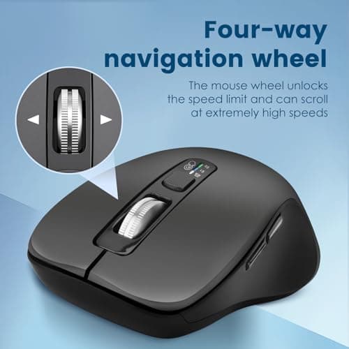 CITLLA Wireless Bluetooth Mouse (USB + BT1 + BT2), Full Size Mouse, 4-Way Scrolling, Multi-Device Silent for Computer, Laptop, iPad, MacBook (Grey) - Thumbnail 3