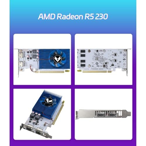 MOUGOL AMD Radeon R5 230 Low Profile Graphics Card with 2G 64Bit GDDR3 Memory Equip with PCI Express*16 2*HDMI Video Card for Office Working Compatible with Windows 10/8/7/RHEL/Ubuntu/Linux - Thumbnail 2