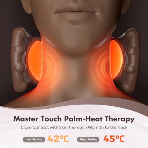 4D Neck Massager,Shoulder Hot Compress Massager, a wireless and portable massager that simulates human hand operation,suitable for relieving neck pain and relaxing muscles,with 3 adjustment modes. - Thumbnail 5